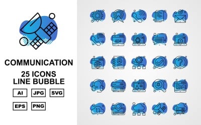 25 Преміум мережі та лінії зв&amp;#39;язку Bubble Pack набір іконок