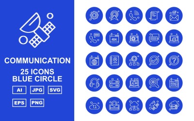 25 premium netwerk en communicatie Blue Circle Pack Icon Set