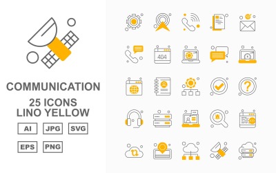 25 Premium netwerk- en communicatie Lino Yellow Pack Icon Set