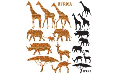 Siluetas de animales africanos - Ilustración