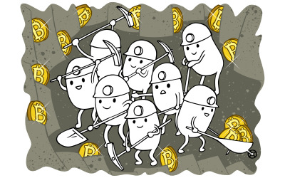 Doodle de minería de Bitcoin - Ilustración