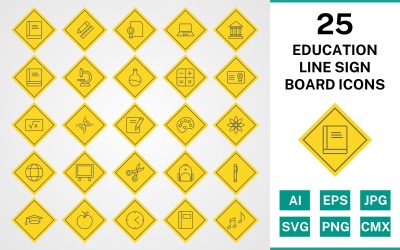 25教育线标志板图标集