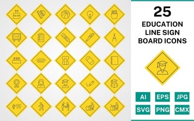 25 utbildningslinje skylt ikoner