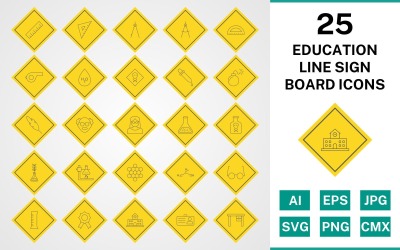25 utbildningslinje skylt ikoner