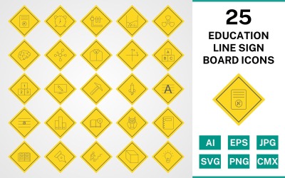 25 utbildningslinje skylt ikoner