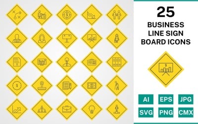 25 üzleti vonal cégtábla ikon készlet