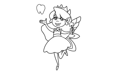 Little Tooth Fairy Line Art - Illustration