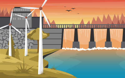 Modern fördämningslandmärke - illustration