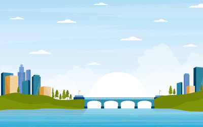 Morning River Bridge - Illustration