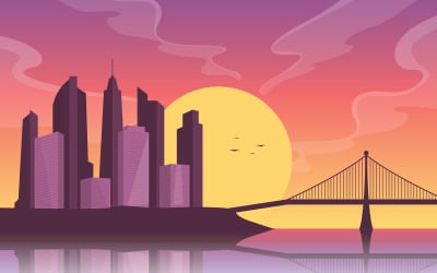Pomeriggio River Bridge - Illustrazione