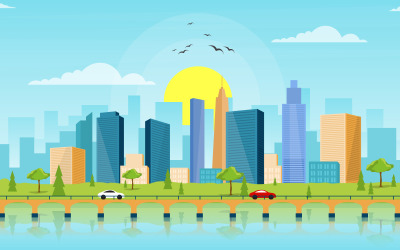 River Modern Building - Illustrazione