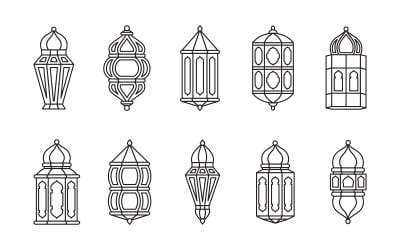Dekoratives Linienlaternen-Set - Vektorbild