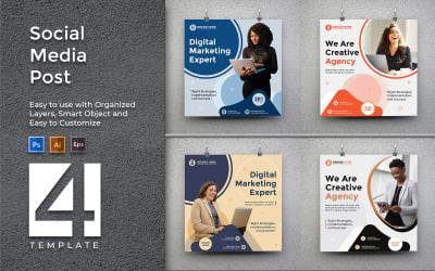 Marketing d&amp;#39;entreprise numérique - Modèle de médias sociaux de promotion de publication à la mode
