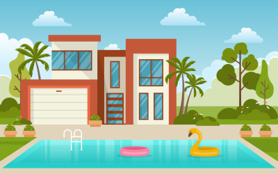 Backyard Modern Concept - Illustration