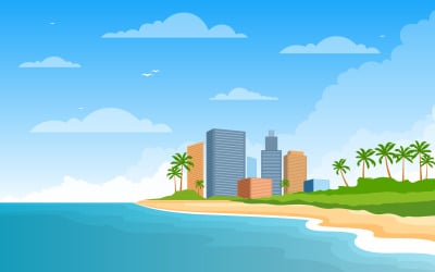 City Beach Landscape - Illustration