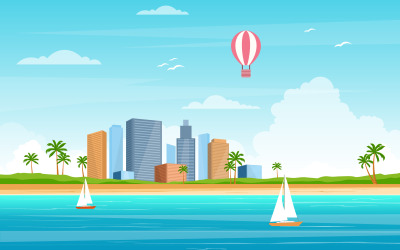 Coastline Beach Landscape - Illustration