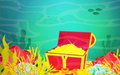 Skattkista under vattnet - illustration