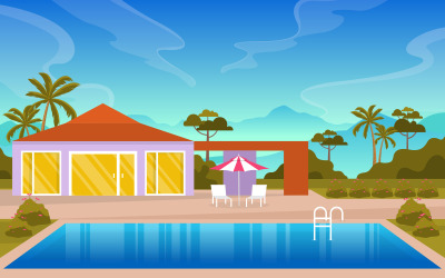Modern Backyard View - Illustration