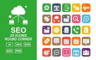 25 преміальних SEO круглий куточок набір іконок