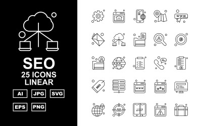 25 Premium SEO lineaire pictogrampakketenset