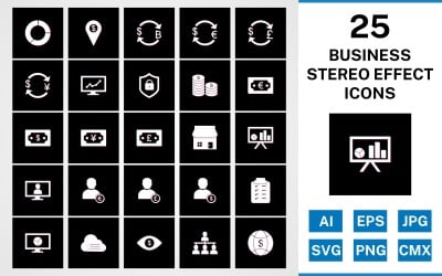 25 Business Stereo Effect Icon Set
