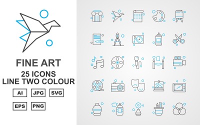 Icon-Sammlungen Vorlage namens "25 Premium Fine Arts Line Two Color Icon Pack" #125426
