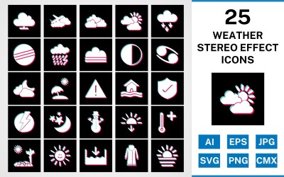 25 Set di icone di effetti stereo meteo