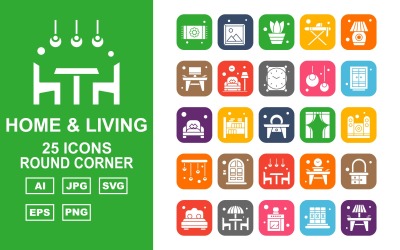 25 Conjunto de pacotes de ícones premium para casa e sala de estar