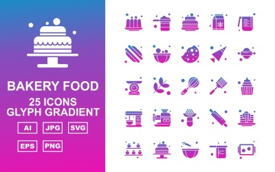 25高级烘焙食品标志符号渐变图标包集