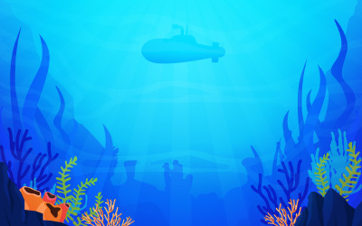 Ponorka Prozkoumejte pod vodou - ilustrace