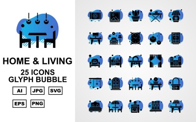 25 Premium hem- och levande glyphbubbelpaketuppsättning