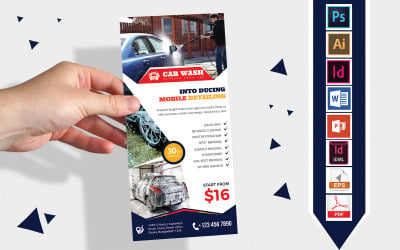 Rack-kort | Biltvätt DL Flyer Vol-08 - mall för företagsidentitet
