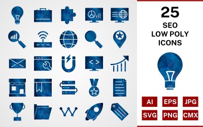 25 Seo Low poly Icon Set