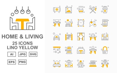 25 set di icone premium Lino Yellow per casa e soggiorno