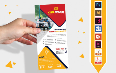 Rack Card | Folheto DL para lavagem de carros Vol-10 - Modelo de identidade corporativa