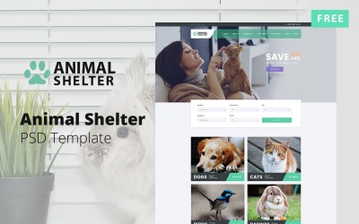 Веб-дизайн притулку для тварин Безкоштовний PSD шаблон