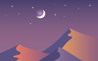 Desierto en la noche - ilustración