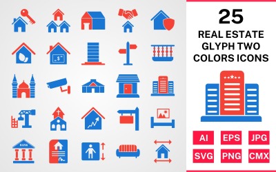 25房地产标志符号两种颜色的图标集