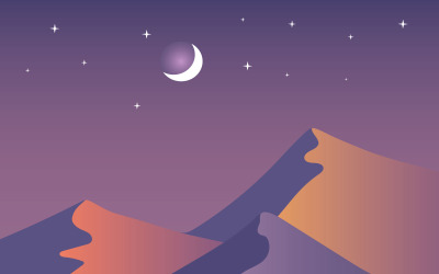 Gece çöl - illüstrasyon