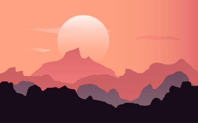 Sonnenuntergang Blick von Bergen - Illustration