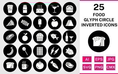 25 пищевой символ перевернутый круг набор иконок
