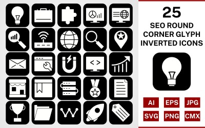 25 Seo圆角字形倒置图标集