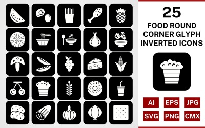 25食物圆角字形倒置图标集