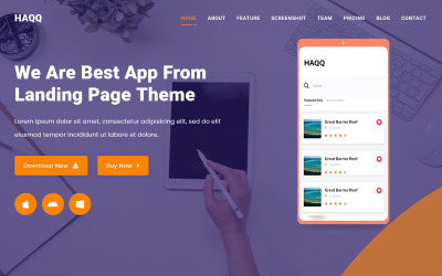 "Al-Haqq - App" Responsive Landingspagina Template №126244