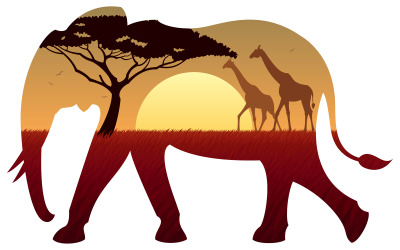Elefantlandskap - Illustration