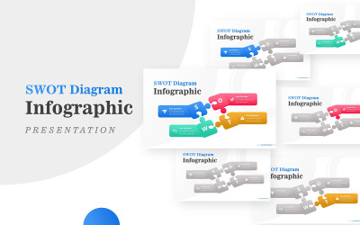 Einfaches Puzzle SWOT-Diagramm für Business Infografik PowerPoint-Vorlage PowerPoint
