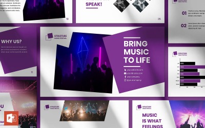 PowerPoint-sjabloon voor presentatie van muziekfestival