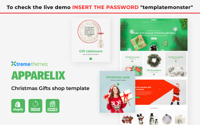 "Apparelix Christmas Gifts Store" 响应式Shopify模板 #126446