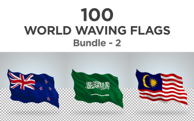 100 COUNTRIES WAVING FLAGS - Illustration