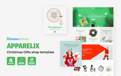Магазин рождественских подарков Apparelix Shopify Тема